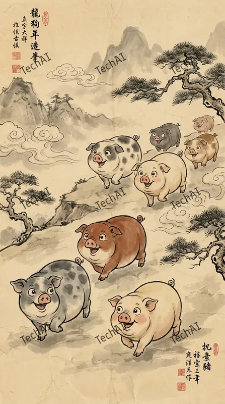 Whimsical Chinese Ink Wash Style
