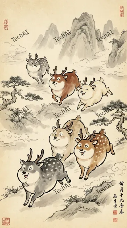Whimsical Chinese Ink Wash Style
