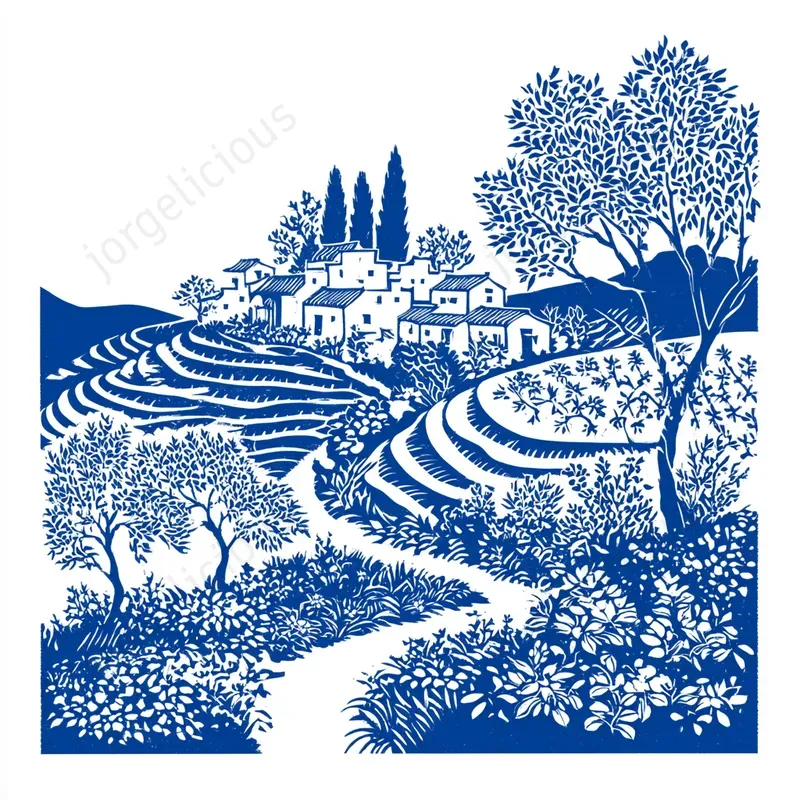 Bold Blue Woodcut Illustrations