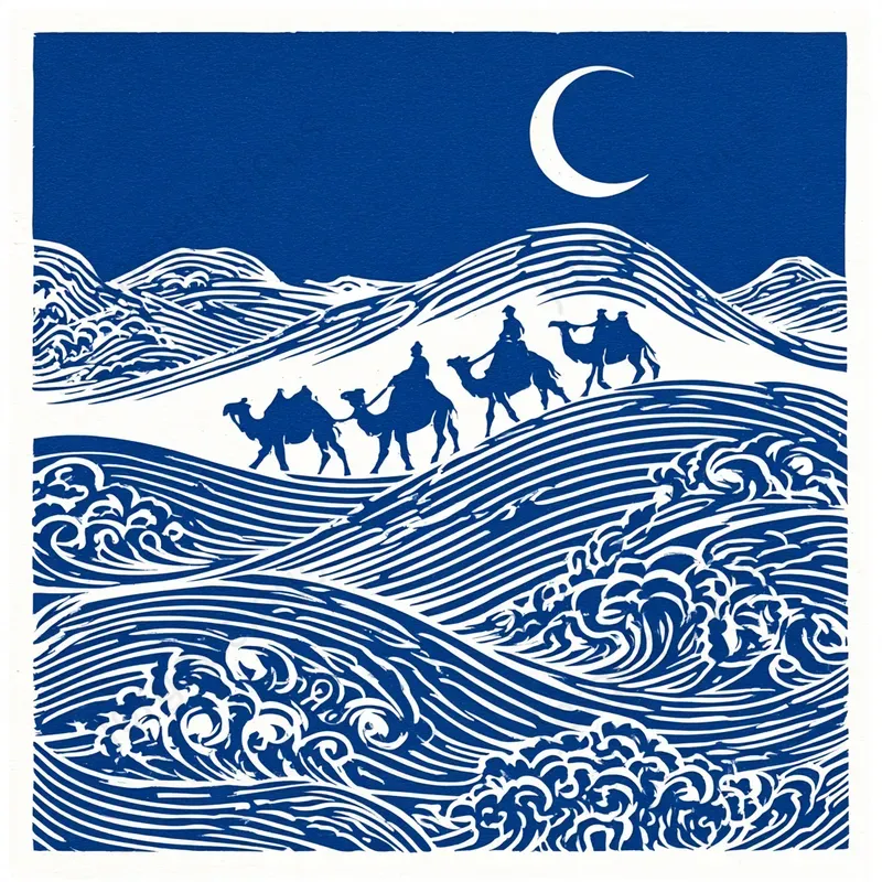 Bold Blue Woodcut Illustrations