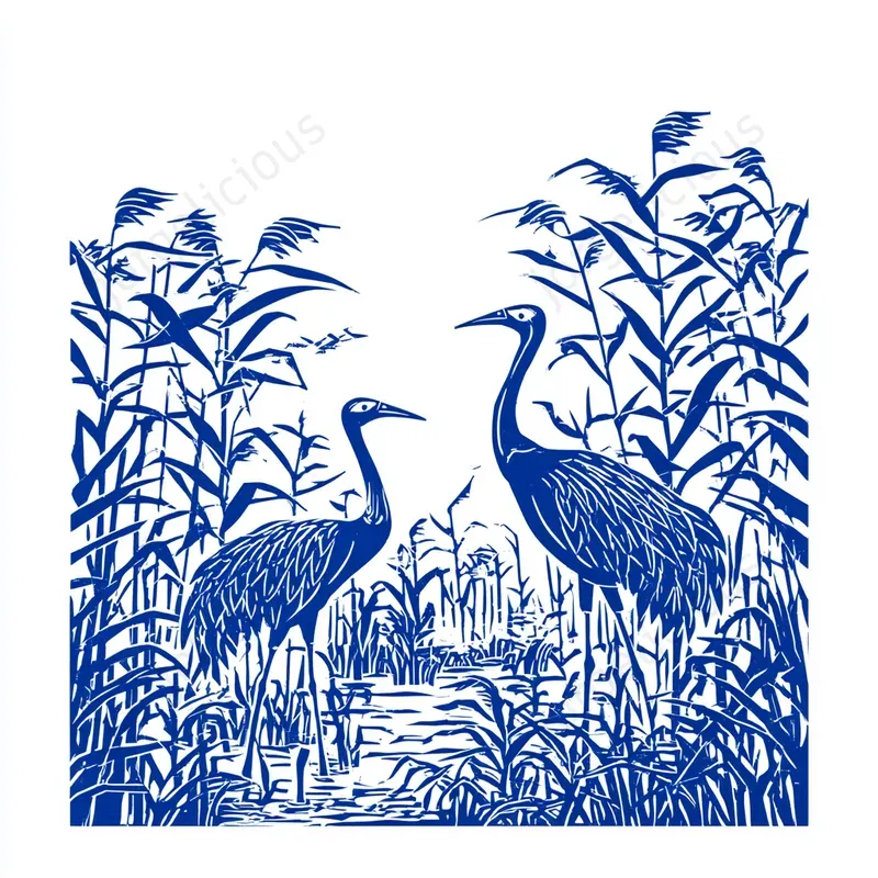 Bold Blue Woodcut Illustrations