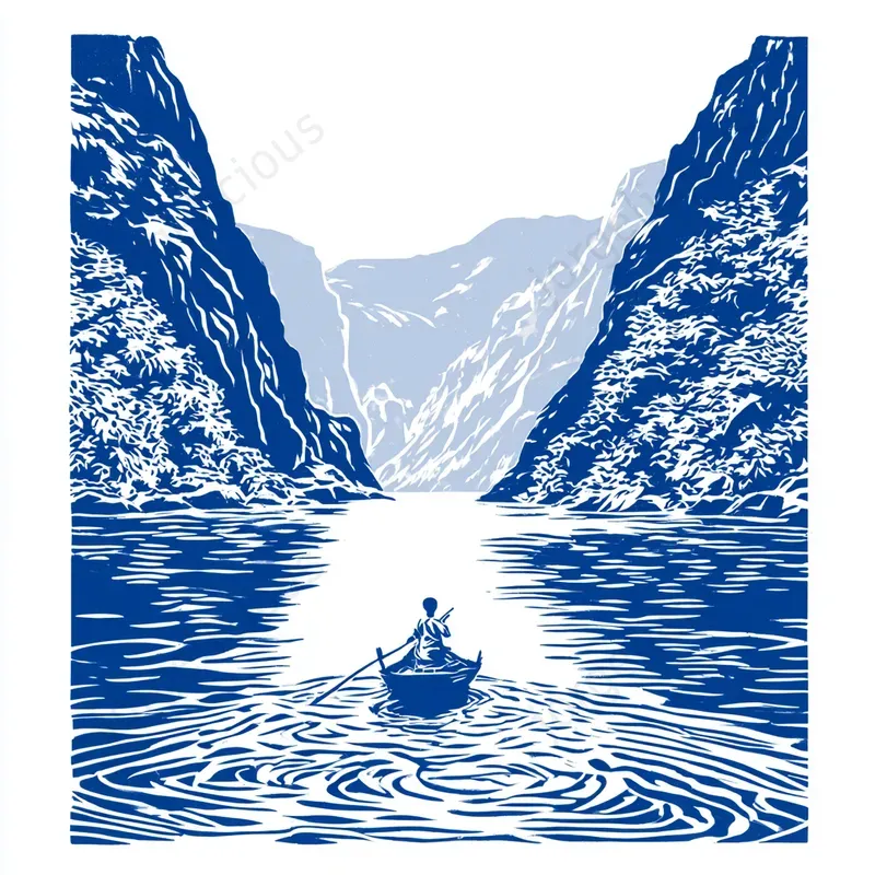 Bold Blue Woodcut Illustrations