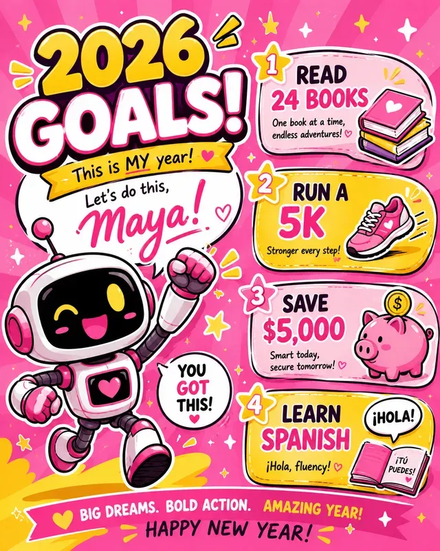 Fun Cartoon New Year Goals Posters