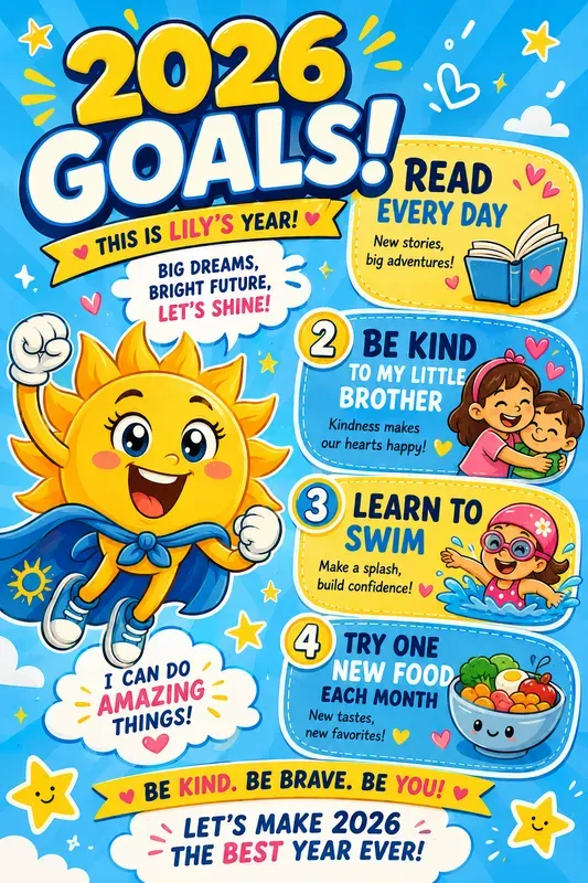 Fun Cartoon New Year Goals Posters