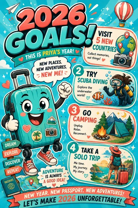 Fun Cartoon New Year Goals Posters