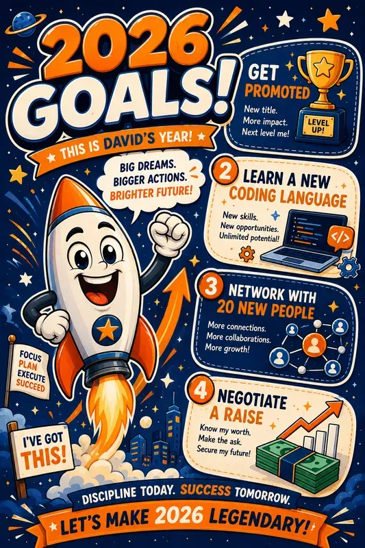 Fun Cartoon New Year Goals Posters