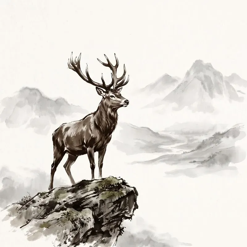 Minimalist East Asian Ink Wash Paintings