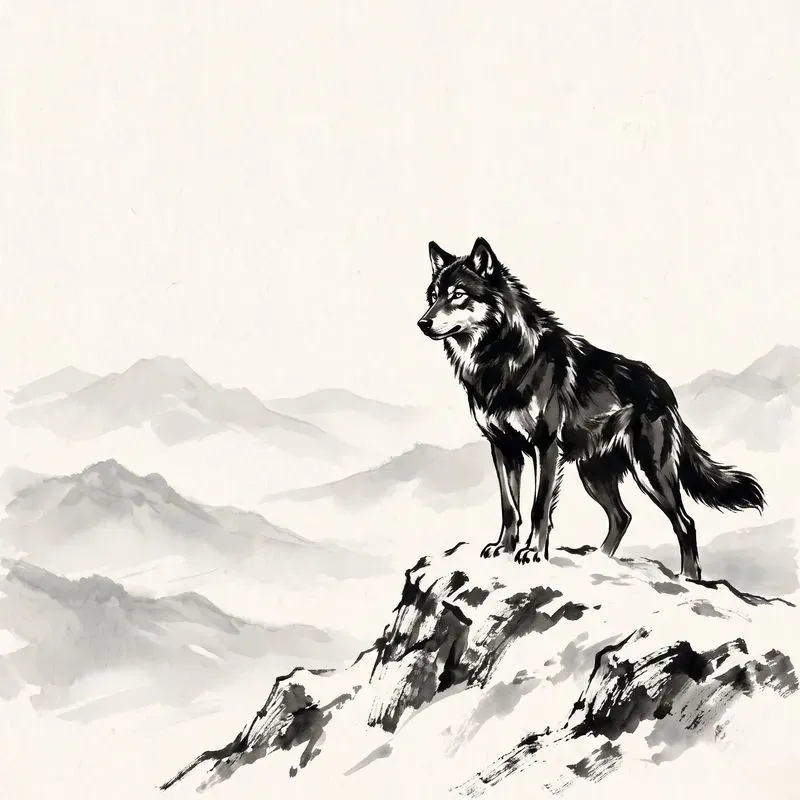 Minimalist East Asian Ink Wash Paintings