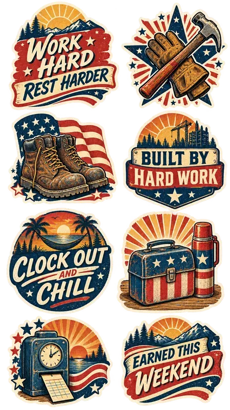 Labor Day Quote Stickers Americana Pngs