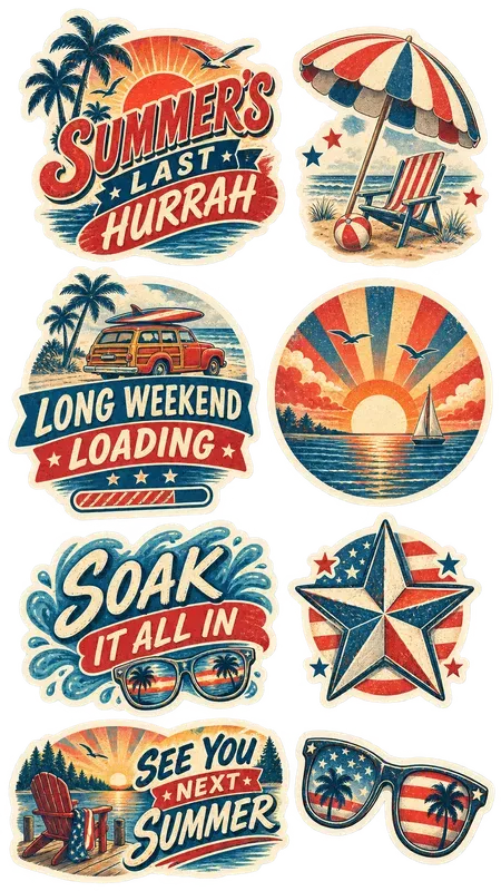 Labor Day Quote Stickers Americana Pngs
