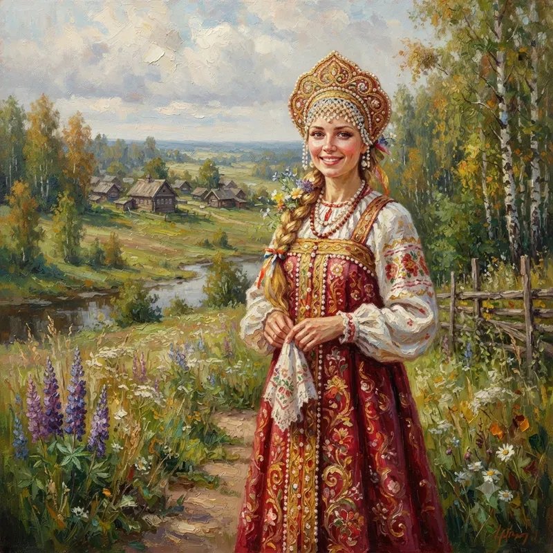 Traditional Cultural Attire Oil Paintings