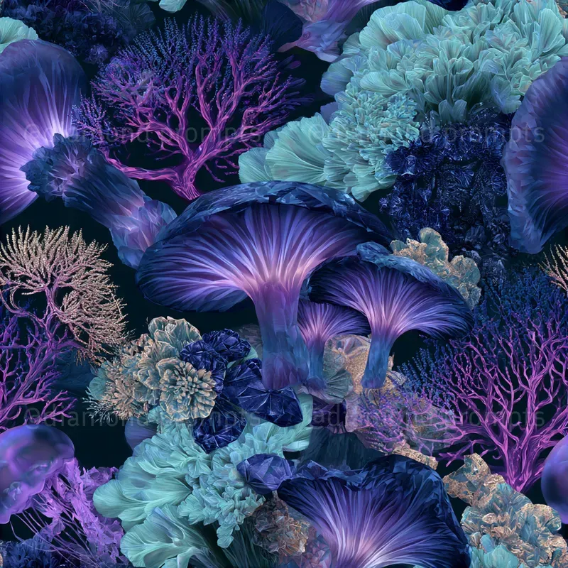 Bioluminescent Fossil Garden Patterns