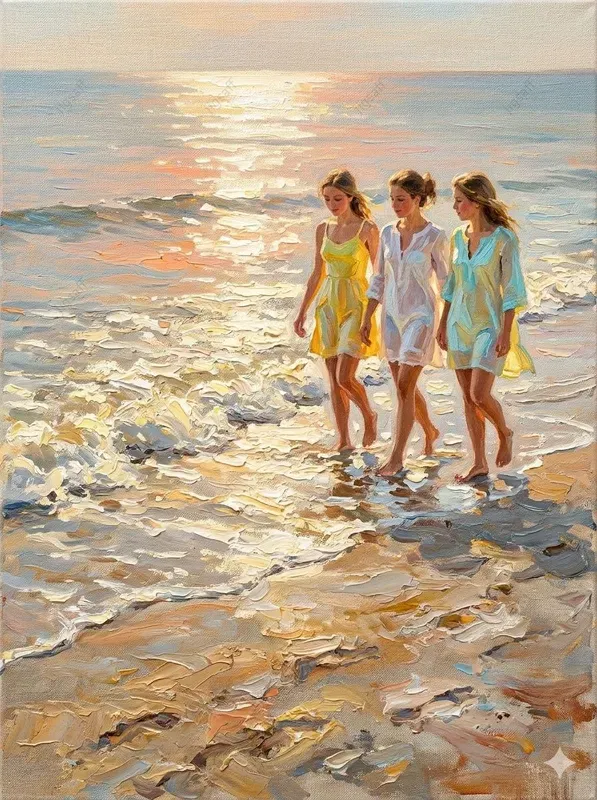 Impressionist Beach Scene Oil Paintings