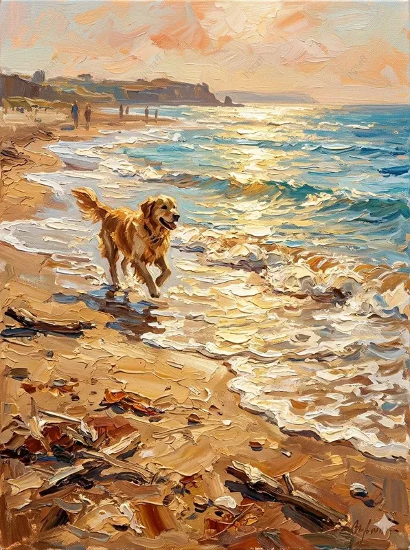 Impressionist Beach Scene Oil Paintings
