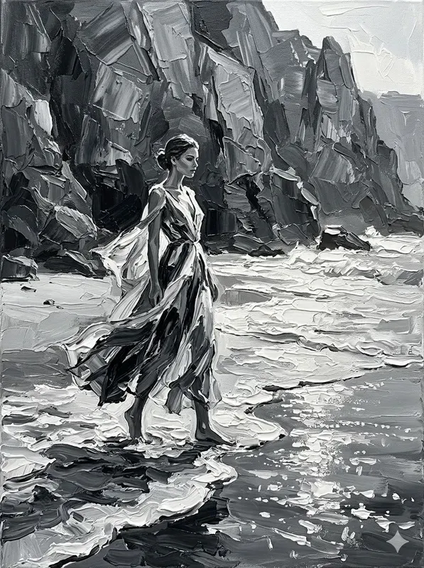 Impressionist Beach Scene Oil Paintings