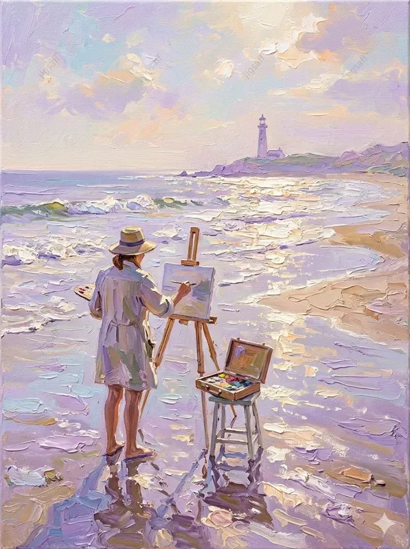 Impressionist Beach Scene Oil Paintings