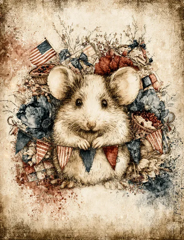 Whimsical 4th Of July Meadow Critters