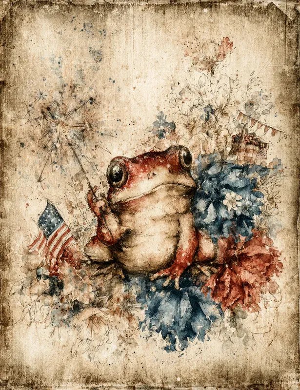 Whimsical 4th Of July Meadow Critters