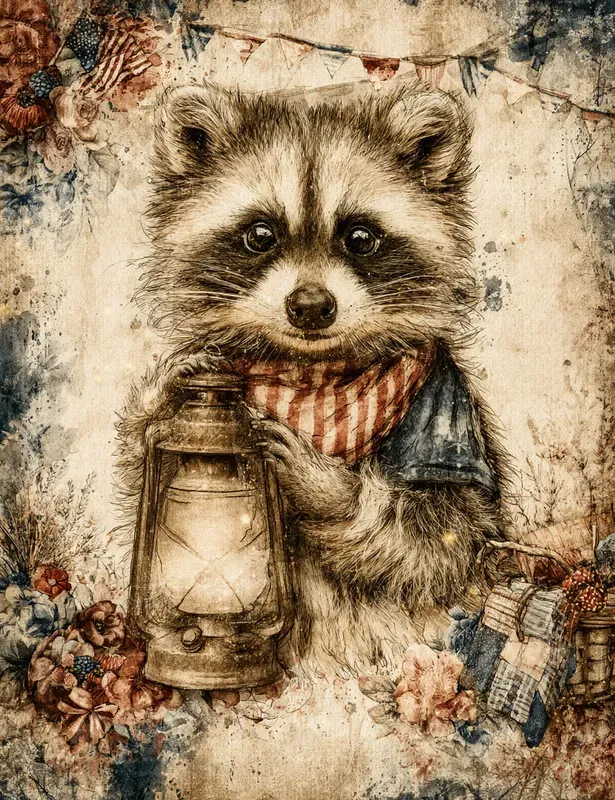 Whimsical 4th Of July Meadow Critters