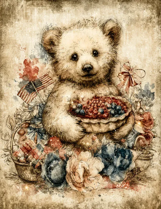 Whimsical 4th Of July Meadow Critters