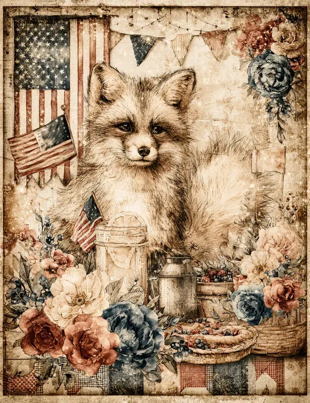 Whimsical 4th Of July Meadow Critters