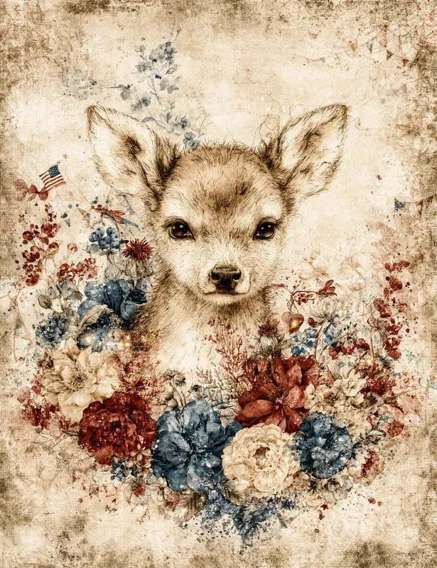 Whimsical 4th Of July Meadow Critters