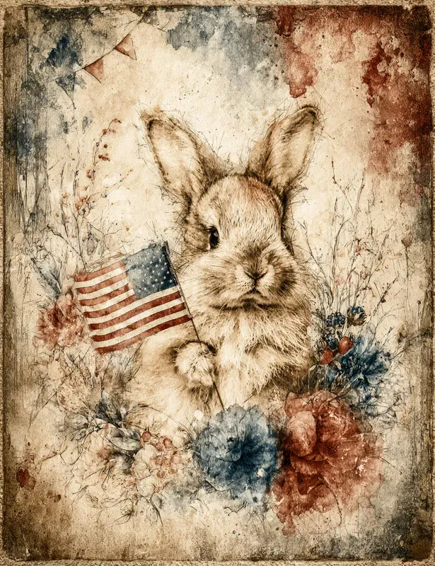 Whimsical 4th Of July Meadow Critters