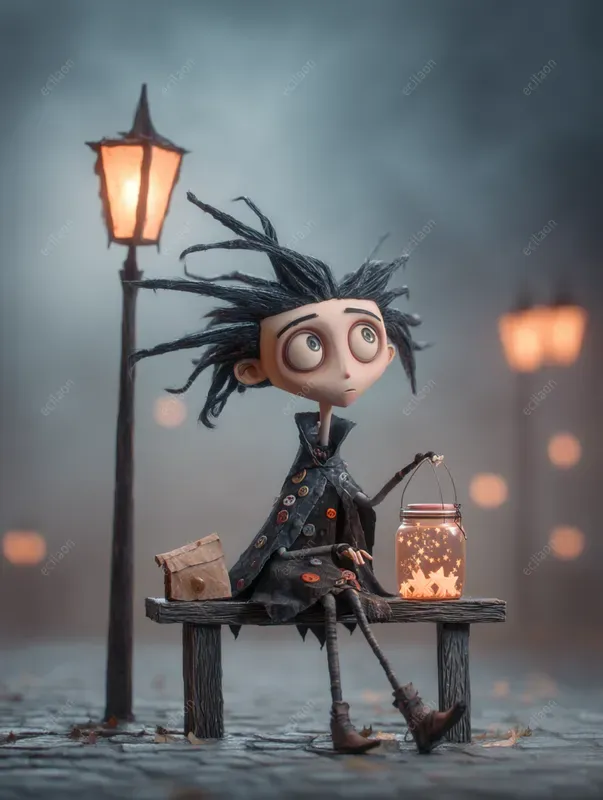 Cute Cartoon Children Tim Burton Style