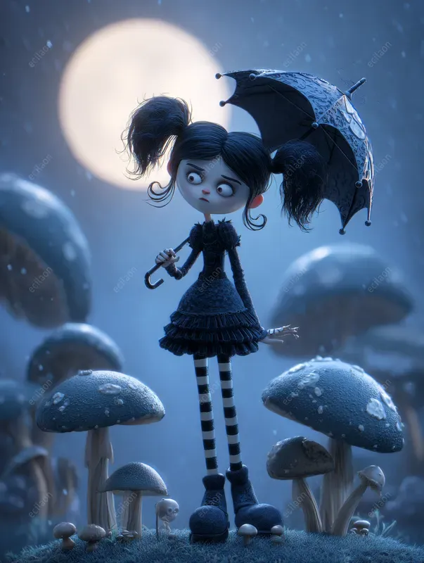 Cute Cartoon Children Tim Burton Style