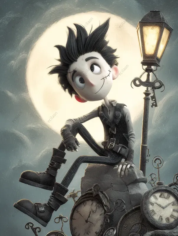 Cute Cartoon Children Tim Burton Style