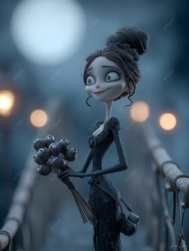 Cute Cartoon Children Tim Burton Style
