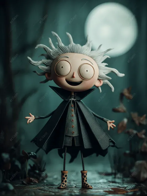 Cute Cartoon Children Tim Burton Style