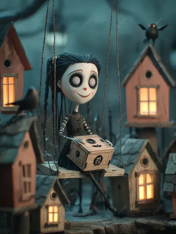 Cute Cartoon Children Tim Burton Style
