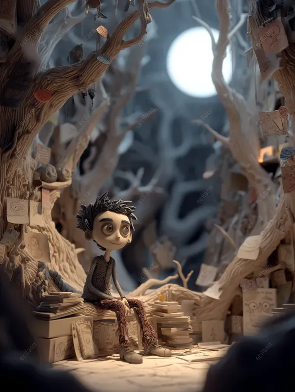 Cute Cartoon Children Tim Burton Style