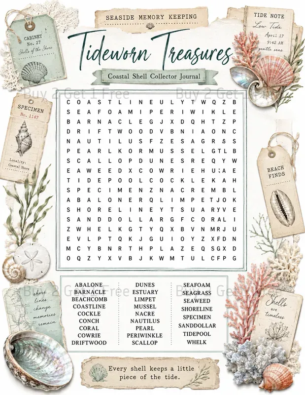 Junk Journal Word Search Printables
