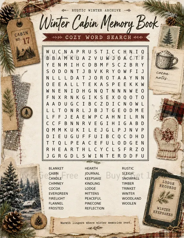 Junk Journal Word Search Printables