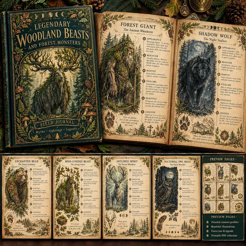 Mystical Bestiary Printable Pdfs