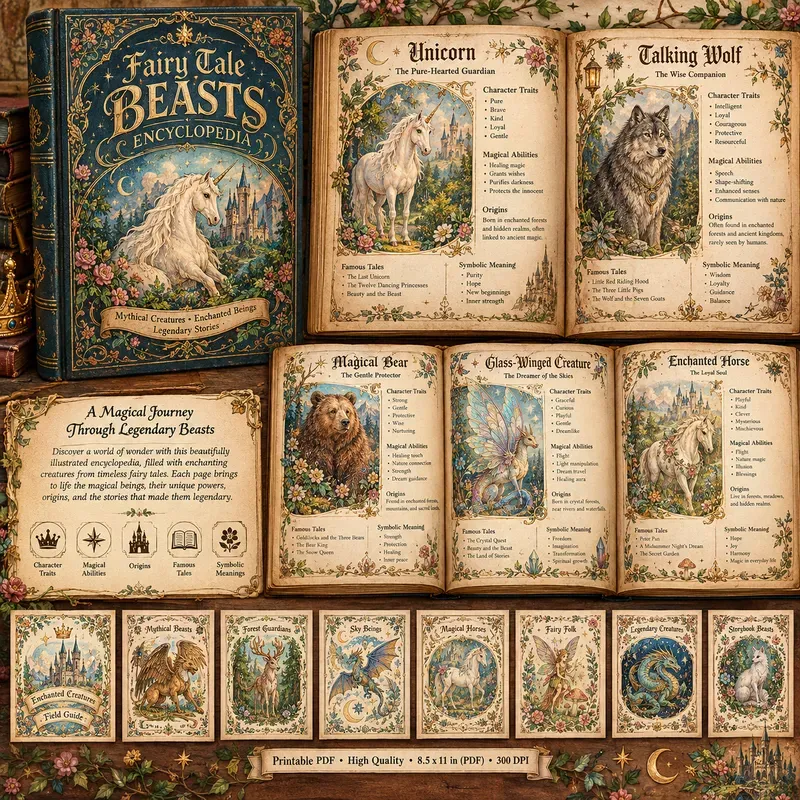 Mystical Bestiary Printable Pdfs