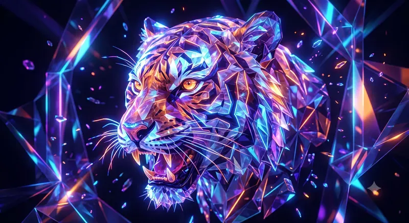 Neon Crystal Animal Portraits