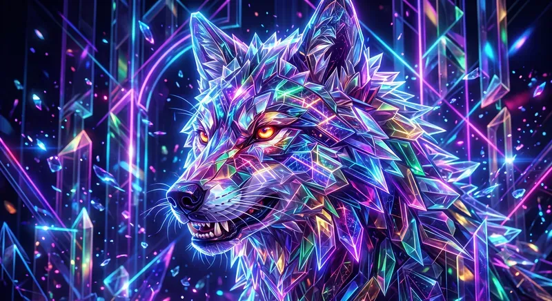 Neon Crystal Animal Portraits