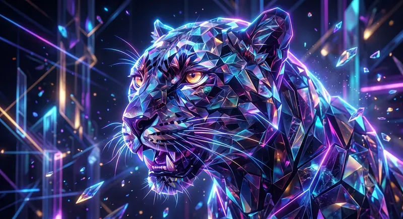 Neon Crystal Animal Portraits
