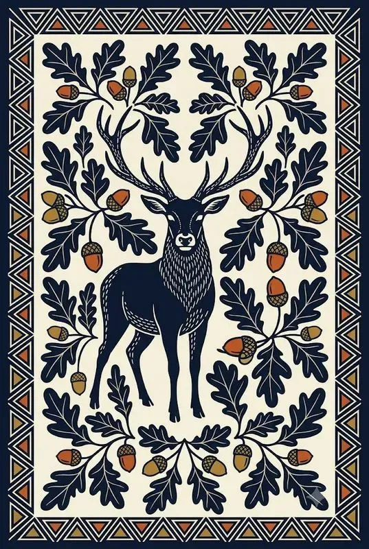 Tri Palette Folk Ornament Panel Art