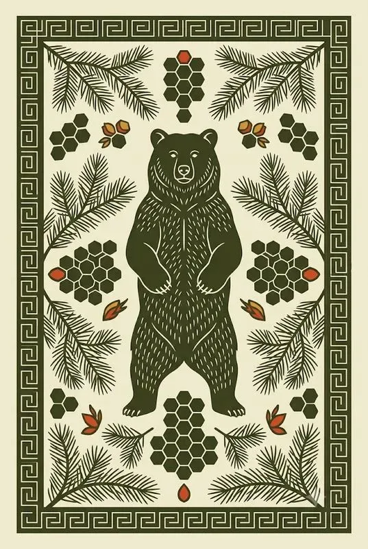 Tri Palette Folk Ornament Panel Art