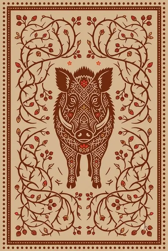 Tri Palette Folk Ornament Panel Art