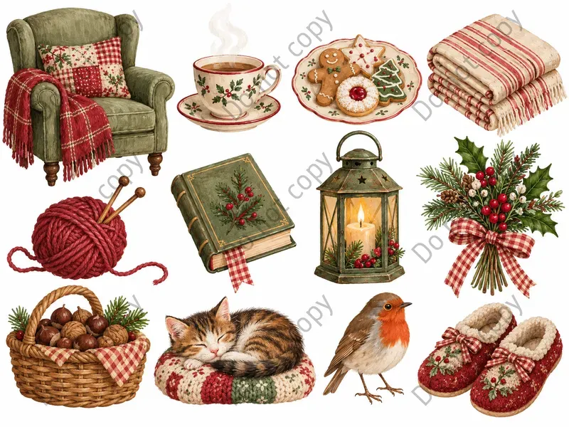 Cottagecore Christmas Clipart Sets