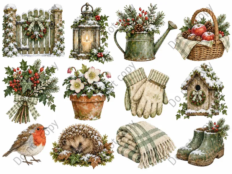 Cottagecore Christmas Clipart Sets