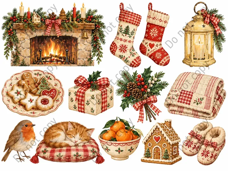 Cottagecore Christmas Clipart Sets
