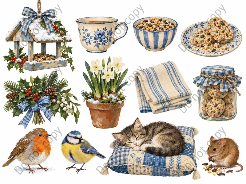 Cottagecore Christmas Clipart Sets