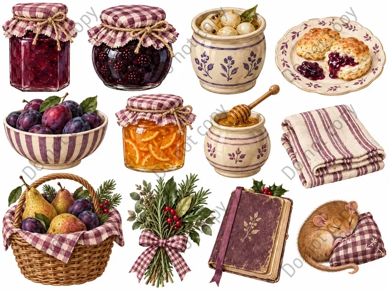 Cottagecore Christmas Clipart Sets