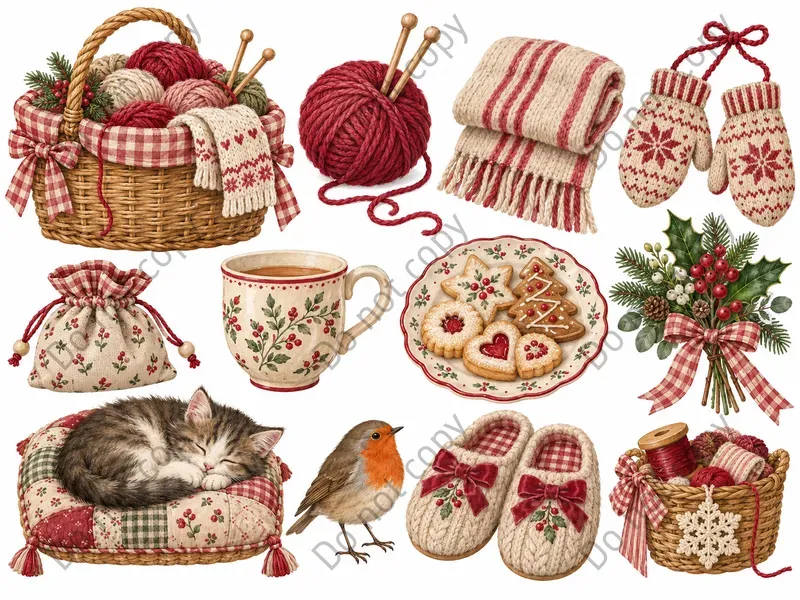 Cottagecore Christmas Clipart Sets
